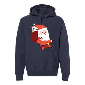 Santa Claus Carrying A Sloth Christmas Premium Hoodie