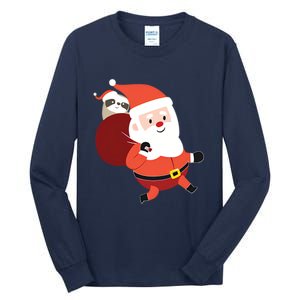 Santa Claus Carrying A Sloth Christmas Tall Long Sleeve T-Shirt