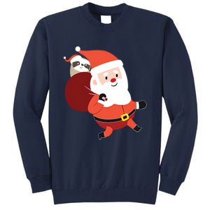 Santa Claus Carrying A Sloth Christmas Tall Sweatshirt