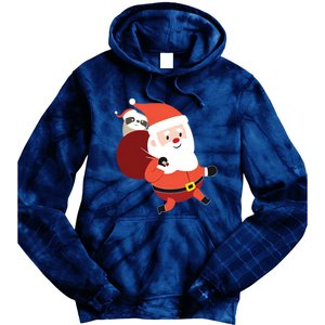 Santa Claus Carrying A Sloth Christmas Tie Dye Hoodie