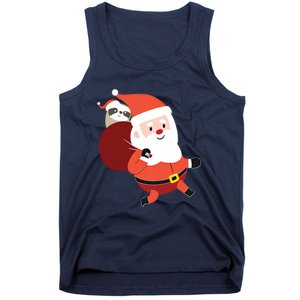 Santa Claus Carrying A Sloth Christmas Tank Top