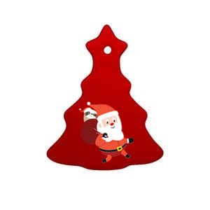 Santa Claus Carrying A Sloth Christmas Ceramic Tree Ornament