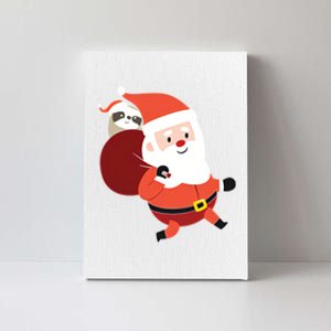 Santa Claus Carrying A Sloth Christmas Canvas