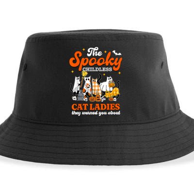 Spooky Childless Cat Ladies Halloween Kamala Harris 2024 Sustainable Bucket Hat