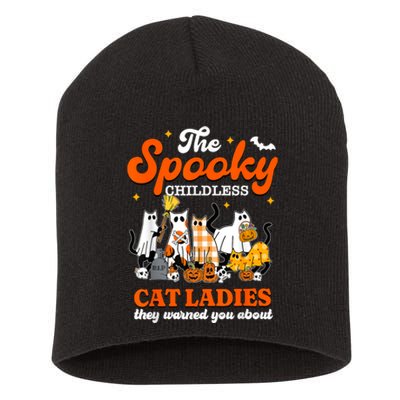 Spooky Childless Cat Ladies Halloween Kamala Harris 2024 Short Acrylic Beanie