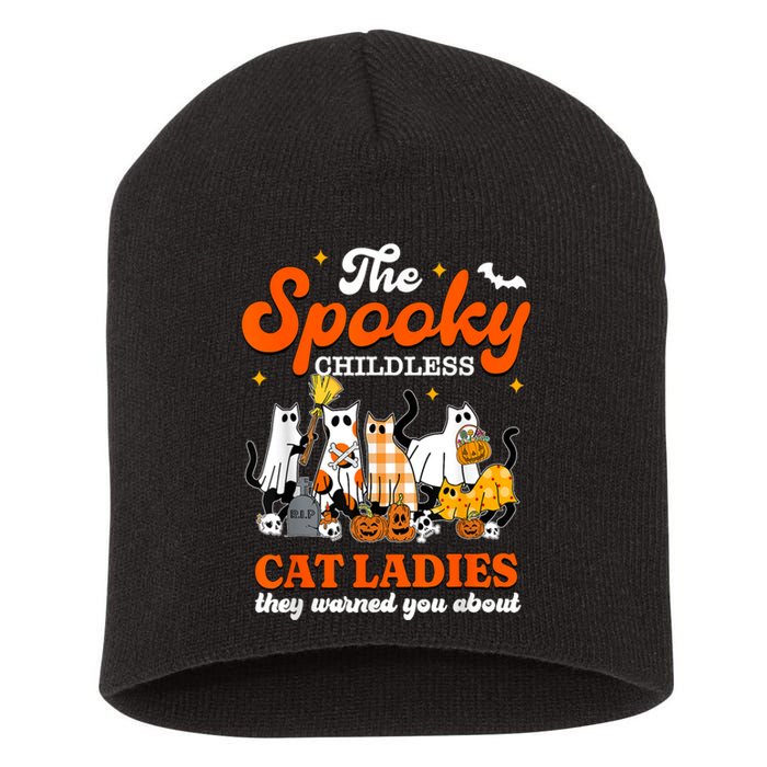 Spooky Childless Cat Ladies Halloween Kamala Harris 2024 Short Acrylic Beanie