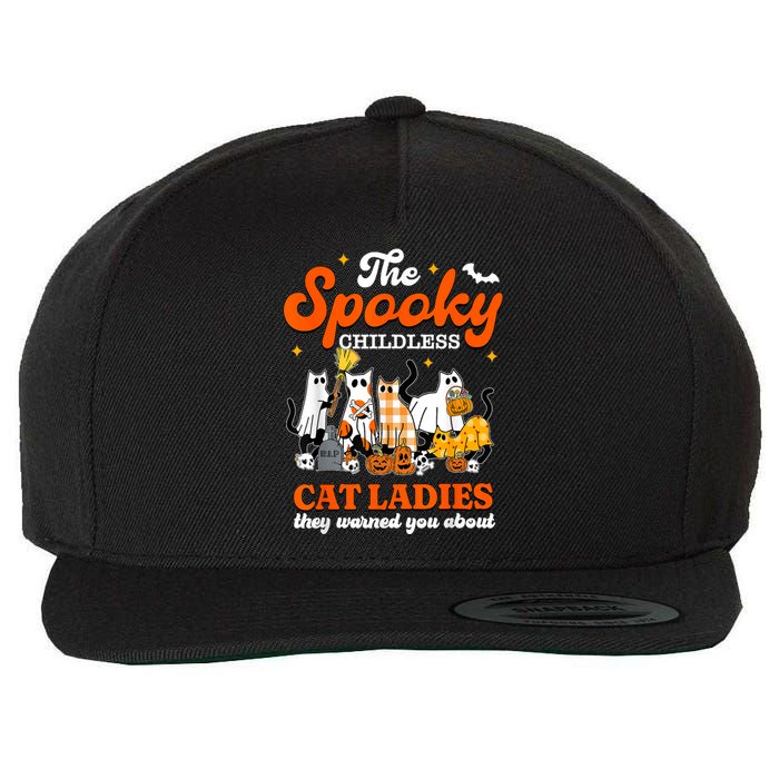 Spooky Childless Cat Ladies Halloween Kamala Harris 2024 Wool Snapback Cap