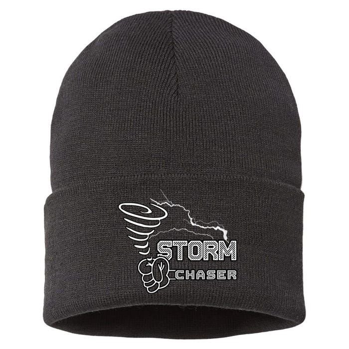 Storm Chaser Cool Electric Lightning Tornado Weather Sustainable Knit Beanie