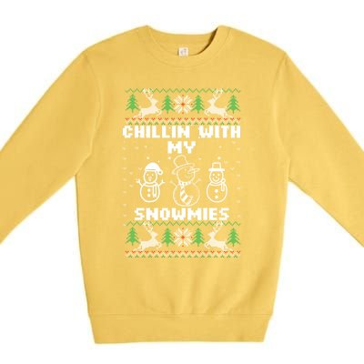 Snowman Christmas Chillin With My Snowmies Ugly Gift Family Premium Crewneck Sweatshirt