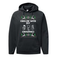 Snowman Christmas Chillin With My Snowmies Ugly Gift Family Performance Fleece Hoodie