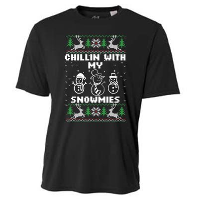 Snowman Christmas Chillin With My Snowmies Ugly Gift Family Cooling Performance Crew T-Shirt