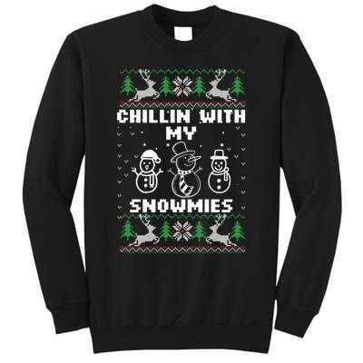 Snowman Christmas Chillin With My Snowmies Ugly Gift Family Sweatshirt