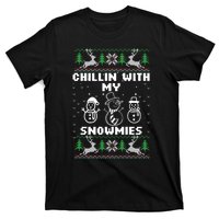 Snowman Christmas Chillin With My Snowmies Ugly Gift Family T-Shirt