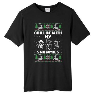 Snowman Christmas Chillin With My Snowmies Ugly Gift Family Tall Fusion ChromaSoft Performance T-Shirt