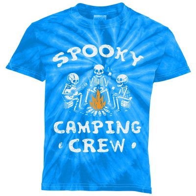 Spooky Camping Crew Halloween Camping Skeleton Campsite Gift Kids Tie-Dye T-Shirt