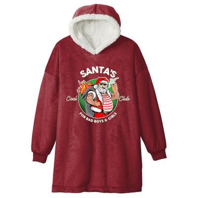 Santa's Coal Club For Bad Boys And Girls Hooded Wearable Blanket