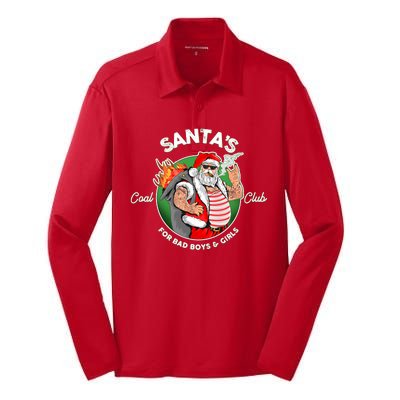 Santa's Coal Club For Bad Boys And Girls Silk Touch Performance Long Sleeve Polo