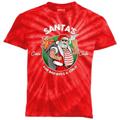 Santa's Coal Club For Bad Boys And Girls Kids Tie-Dye T-Shirt