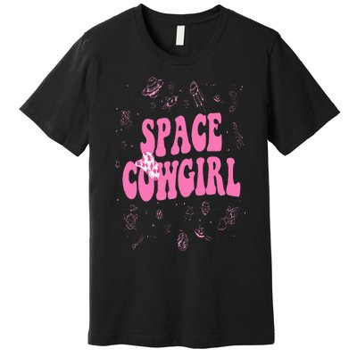 Space Cowgirl Costume For  Retro Groovy 70s Premium T-Shirt