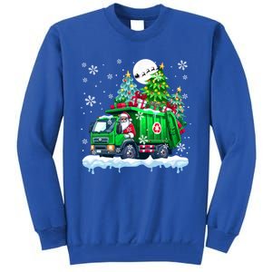 Santa Carrying Christmas Tree On Garbage Truck Funny Driver Cool Gift Tall Sweatshirt