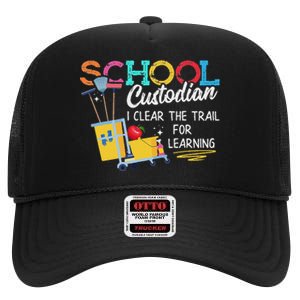 School Custodian Clear Trail Learning Janitor Appreciation High Crown Mesh Back Trucker Hat