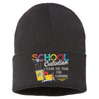 School Custodian Clear Trail Learning Janitor Appreciation Sustainable Knit Beanie