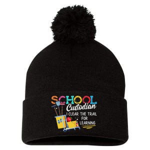 School Custodian Clear Trail Learning Janitor Appreciation Pom Pom 12in Knit Beanie