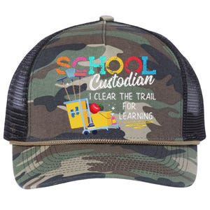 School Custodian Clear Trail Learning Janitor Appreciation Retro Rope Trucker Hat Cap