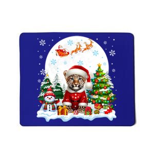 Santa Cheetah Christmas Tree Colorful Lights Snow Lover Gift Mousepad