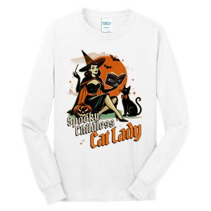 Spooky Childless Cat Lady Witch Halloween Kamala Harris 2024 Tall Long Sleeve T-Shirt