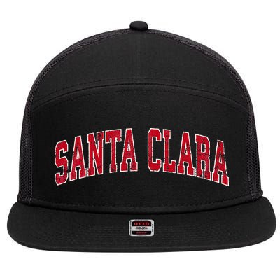 Santa Clara California Ca Vintage Sports Design Red Design 7 Panel Mesh Trucker Snapback Hat