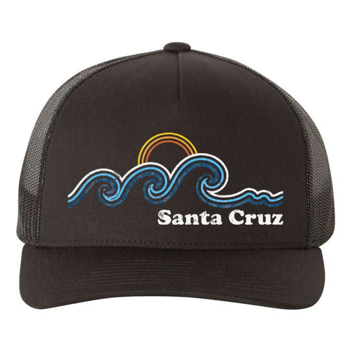 Santa Cruz California Ca Sufing Waves Sunset Beach Vintage Yupoong Adult 5-Panel Trucker Hat