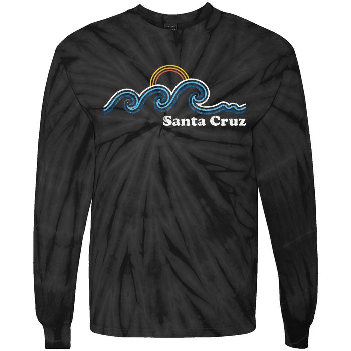 Santa Cruz California Ca Sufing Waves Sunset Beach Vintage Tie-Dye Long Sleeve Shirt