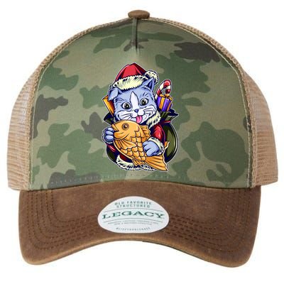 Santa Claus Christmas Cat Bringing Goldfish Legacy Tie Dye Trucker Hat