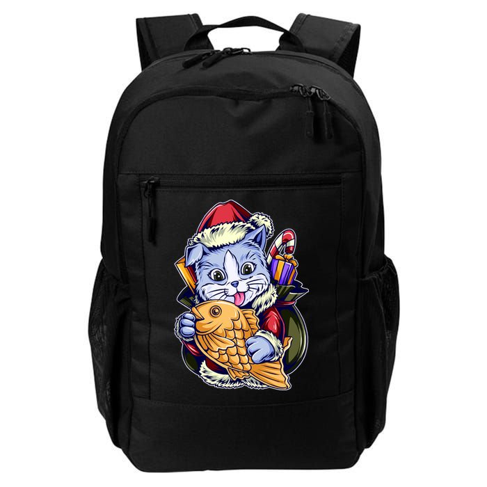 Santa Claus Christmas Cat Bringing Goldfish Backpack