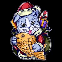 Santa Claus Christmas Cat Bringing Goldfish Backpack