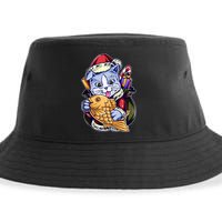 Santa Claus Christmas Cat Bringing Goldfish Sustainable Bucket Hat