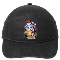 Santa Claus Christmas Cat Bringing Goldfish 7-Panel Snapback Hat
