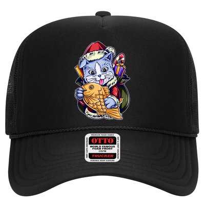 Santa Claus Christmas Cat Bringing Goldfish Trucker Hat