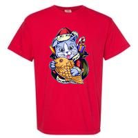 Santa Claus Christmas Cat Bringing Goldfish Garment-Dyed Heavyweight T-Shirt