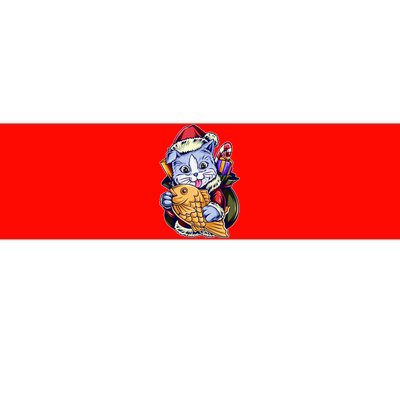 Santa Claus Christmas Cat Bringing Goldfish Bumper Sticker