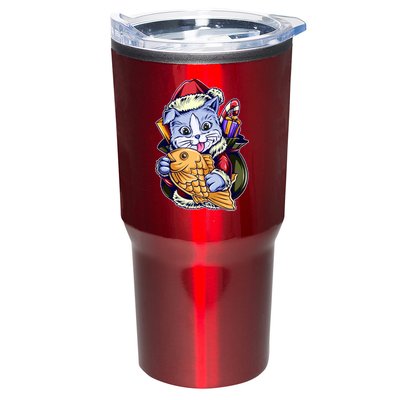 Santa Claus Christmas Cat Bringing Goldfish Tumbler