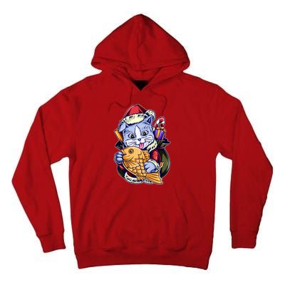 Santa Claus Christmas Cat Bringing Goldfish Tall Hoodie