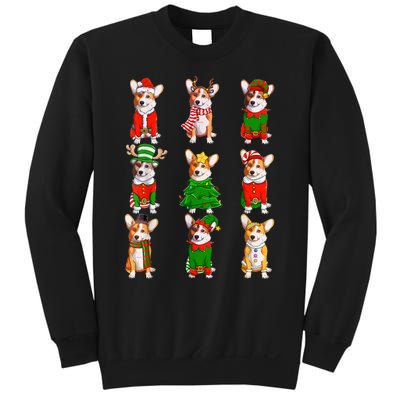 Santa Corgi Christmas Tree Lights Elf Reindeer Dog Lover Sweatshirt