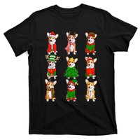 Santa Corgi Christmas Tree Lights Elf Reindeer Dog Lover T-Shirt