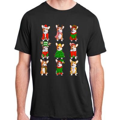 Santa Corgi Christmas Tree Lights Elf Reindeer Dog Lover Adult ChromaSoft Performance T-Shirt