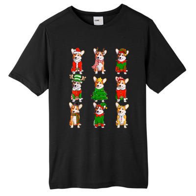 Santa Corgi Christmas Tree Lights Elf Reindeer Dog Lover Tall Fusion ChromaSoft Performance T-Shirt