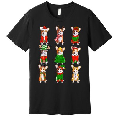 Santa Corgi Christmas Tree Lights Elf Reindeer Dog Lover Premium T-Shirt