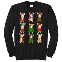 Santa Corgi Christmas Tree Lights Elf Reindeer Dog Lover Tall Sweatshirt