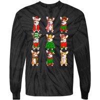 Santa Corgi Christmas Tree Lights Elf Reindeer Dog Lover Tie-Dye Long Sleeve Shirt